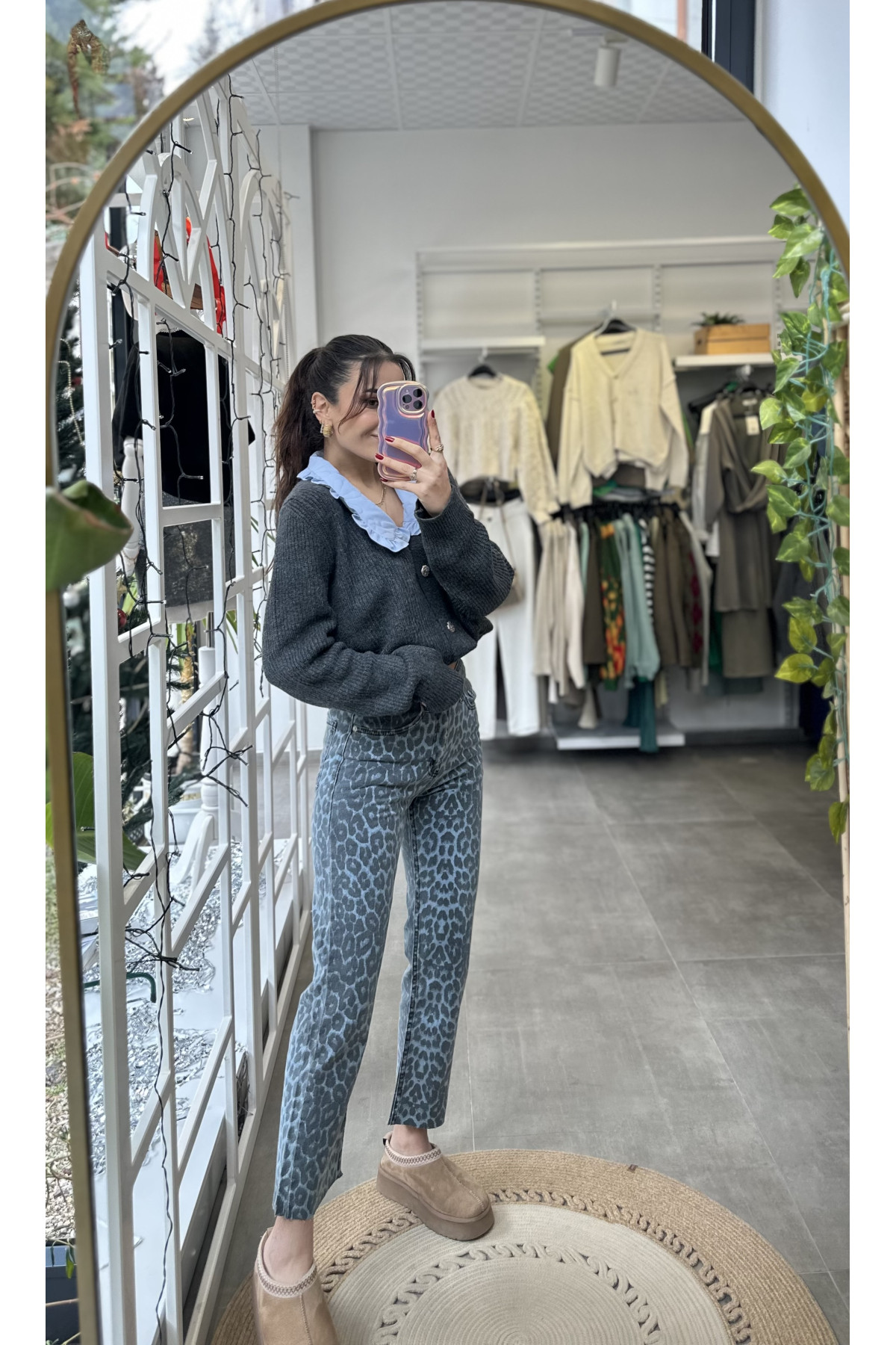 Leopar Desen Boyfit jean